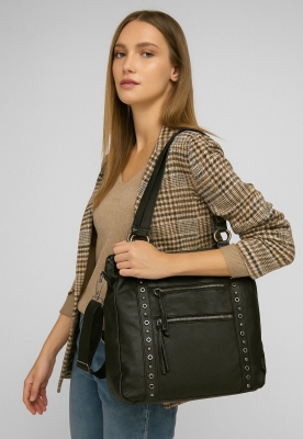 Çetya Siyah Cilt Omuz Çantası