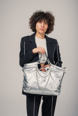 Enya Gri Cilt Omuz Çantası