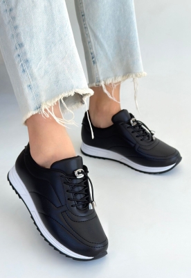 Finna Siyah Cilt Bağcıklı Spor Ayakkabı