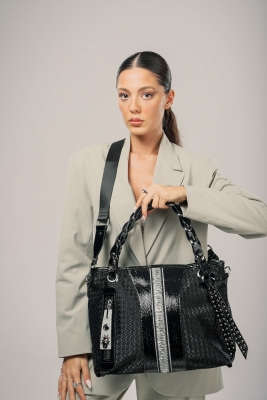 Jaxe Siyah Cilt Omuz Çantası