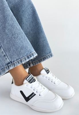 Jowen Beyaz Cilt Siyah Detaylı Bağcıklı Spor Ayakkabı