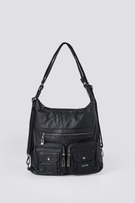 Kinya Siyah Cilt Omuz Çantası