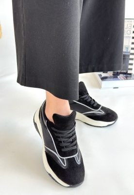 Mark Siyah Cilt Bağcıklı Spor Ayakkabı