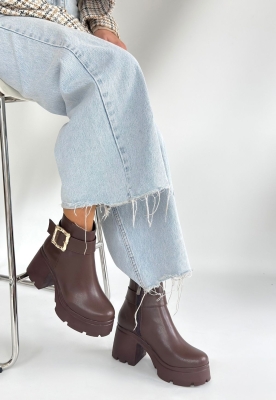 Pinma Kahverengi Cilt Topuklu Bot