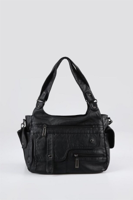 Pyser Siyah Cilt Omuz Çantası